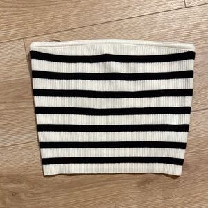 Edikted Black and White Striped Ribbed Tube top. New without tags